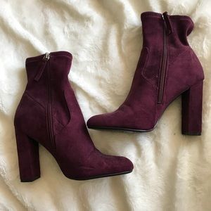 Burgundy suede Steve Madden ankle boots